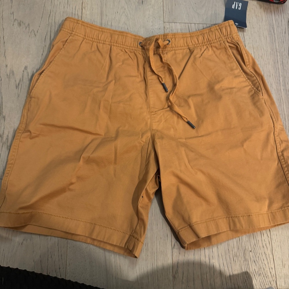 NEW Gap Mens Pull On Shorts Brown Sugar Orange Tan Elastic Drawstring QMS1594S L